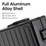 VATILIN 20 Inch All Aluminum Carry On Luggage 22x14x9 Airline Approved with Spinner Wheels,Hard Shell Zipperless Lightweight Small Suitcase with TSA Approved for Travel Business Women Men,Black