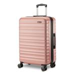Amazon Basics 26" Hardside Medium Checked Luggage, Expandable Hardshell Suitcase with Telescoping Handle, Scratch-Resistant Surface, Four Multi-directional Wheels, Rose Gold