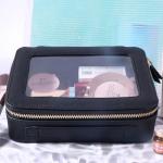 SANHECUN Toiletry bag waterproof cosmetic organizer with handle lagre opening for travelling car organizers(Black)