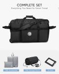 Nixjoro 100L Rolling Duffle Bag with Wheels Foldable Travel Duffle for Men Women 2 Wheels for Camping Rolling Carry On Luggage, Extra Toilet bag,Black