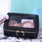 SANHECUN Toiletry bag waterproof cosmetic organizer with handle lagre opening for travelling car organizers(Black)