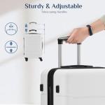 KMFurnila Carry On Luggage, Lightweight Expandable ABS Hard Shell Suitcase with TSA Lock & Double Spinner Wheels, White, 3-PCS Set (20/24/28 Inch)