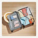 Amazon Basics 26" Hardside Medium Checked Luggage, Expandable Hardshell Suitcase with Telescoping Handle, Scratch-Resistant Surface, Four Multi-directional Wheels, Rose Gold