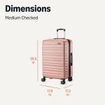 Amazon Basics 26" Hardside Medium Checked Luggage, Expandable Hardshell Suitcase with Telescoping Handle, Scratch-Resistant Surface, Four Multi-directional Wheels, Rose Gold