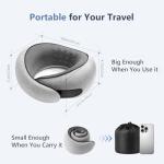 Purroch Travel Neck Pillow with 100% Pure Memory Foam, G-Shape, Includes Eye Mask & Ear Plugs, Ergonomic Design for Airplane, Car & Office, etc, Beige Gray