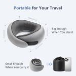 Purroch Travel Neck Pillow with 100% Pure Memory Foam, G-Shape, Includes Eye Mask & Ear Plugs, Ergonomic Design for Airplane, Car & Office, etc, Beige Gray