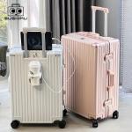 SUSHIMU Carry On Luggage with Cup Phone Holder Hard Shell Rolling Travel Suitcase with Spinner Wheels 20 24 26 Inch