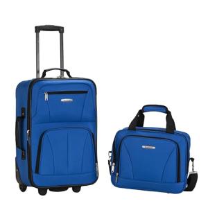 Rockland Fashion Softside Upright Luggage Set,Expandable, Blue, 2-Piece (14/19)