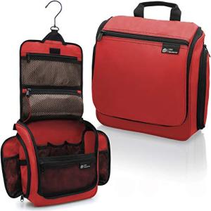 DD D&D Wanderlust D&D Hanging Travel Toiletry Bag for Men and Women – Cosmetics, Makeup and Toiletries Organizer Kit with 10 Compartments, Red, Medium