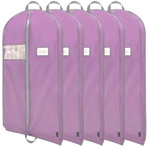 BALEINE 5PK Heavy Duty Garment Bag with Shoe Storage Travel Bag for Dresses, Suit, Coats Travel Essential (43", Pink)