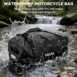 HEETA Waterproof Motorcycle Dry Bag, Waterproof Duffel Luggage Travel Bags with Zippered Closure & Pocket, Shoulder Straps, Large Space for Motorcycling Camping Commuting Boating (Black, 50L)