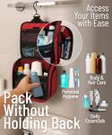 DD D&D Wanderlust D&D Hanging Travel Toiletry Bag for Men and Women – Cosmetics, Makeup and Toiletries Organizer Kit with 10 Compartments, Red, Medium