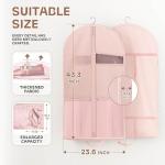Lazebox 43" Travel Garment Bag with Accessories Zipper Pocket, Heavy Duty Suit Bag for Suits, Tuxedos, Dresses, Coats, Pink, 1 pack