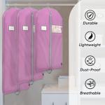 BALEINE 5PK Heavy Duty Garment Bag with Shoe Storage Travel Bag for Dresses, Suit, Coats Travel Essential (43", Pink)