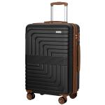 Romswi 30" Expandable Hardside Checked Luggage, Large Checked Suitcase with Dual 360° Spinner Wheels, Up to 20% More Space, Hardshell, YKK Zipper Black