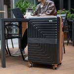 Romswi 30" Expandable Hardside Checked Luggage, Large Checked Suitcase with Dual 360° Spinner Wheels, Up to 20% More Space, Hardshell, YKK Zipper Black