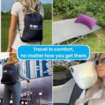 Sidney Sleep Mini Travel Size Neck Pillow - Knee, Back Lumbar and Support - Small Curved Pillow - Adjustable Loft - Washable Cover - Drawstring Backpack Included - 14 x 19 Inches (Mini -Magenta)