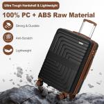 Romswi 30" Expandable Hardside Checked Luggage, Large Checked Suitcase with Dual 360° Spinner Wheels, Up to 20% More Space, Hardshell, YKK Zipper Black