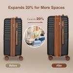 Romswi 30" Expandable Hardside Checked Luggage, Large Checked Suitcase with Dual 360° Spinner Wheels, Up to 20% More Space, Hardshell, YKK Zipper Black