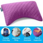 Sidney Sleep Mini Travel Size Neck Pillow - Knee, Back Lumbar and Support - Small Curved Pillow - Adjustable Loft - Washable Cover - Drawstring Backpack Included - 14 x 19 Inches (Mini -Magenta)
