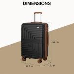 Romswi 30" Expandable Hardside Checked Luggage, Large Checked Suitcase with Dual 360° Spinner Wheels, Up to 20% More Space, Hardshell, YKK Zipper Black