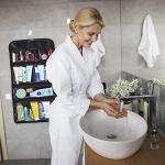 WODISON Foldable Clear Hanging Travel Toiletry Bag Cosmetic Organiser Storage, Black, One Size