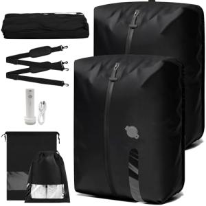 TOLDATLI Vacuum Travel Bags With Pump,Vacuum Seal Bags For Clothing Travel,Ip67 Waterproof Vacuum Bags For Travel,Compression Packing Cubes With Suitcase, Luggage,Backpack (2pcs + Pump+Shoe Bags)