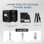 TOLDATLI Vacuum Travel Bags With Pump,Vacuum Seal Bags For Clothing Travel,Ip67 Waterproof Vacuum Bags For Travel,Compression Packing Cubes With Suitcase, Luggage,Backpack (2pcs + Pump+Shoe Bags)