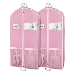 Zilink 43" Garment Bags for Travel for Women Carry on Suit Bags for Travel and Storage Gusseted Hanging Garment Bags with Handles for Coats, Jackets, Shirts,Dresses, Pink