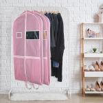 Zilink 43" Garment Bags for Travel for Women Carry on Suit Bags for Travel and Storage Gusseted Hanging Garment Bags with Handles for Coats, Jackets, Shirts,Dresses, Pink