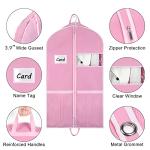 Zilink 43" Garment Bags for Travel for Women Carry on Suit Bags for Travel and Storage Gusseted Hanging Garment Bags with Handles for Coats, Jackets, Shirts,Dresses, Pink