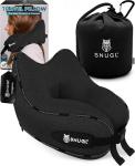 SNUGL Neck Travel Pillow - Memory Foam Airplane Pillow - Flight Pillow | Neck Support Travel Pillow with Carry Bag & Clip | Neck Pillows for Sleeping Travel Plane | Flying Travel Essentials - Black