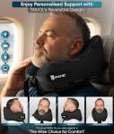SNUGL Neck Travel Pillow - Memory Foam Airplane Pillow - Flight Pillow | Neck Support Travel Pillow with Carry Bag & Clip | Neck Pillows for Sleeping Travel Plane | Flying Travel Essentials - Black