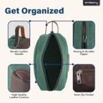 emissary Men's Toiletry Bag, Leather and Canvas Travel Toiletry Bag, Dopp Kit for Men, Travel Bathroom Bag Men's Shaving Kit, Travel Kit Small Bags for Men, Shaving Bag for Travel Accessories (Green)