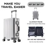 Large Capacity Durable Luggage for Men and Women, Aluminum, Carry-On, Boarding, Travel, New, 20, 24, 26, 28
