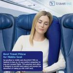 TRAVELREST Ultimate Travel Pillow & Body Pillow - Headrest, Auto, Bus, Train, Office Napping, Camping, Wheelchairs, Comfort and Support, Rolls Up, Straps to Airplane Seat & Car - Blue