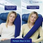 TRAVELREST Ultimate Travel Pillow & Body Pillow - Headrest, Auto, Bus, Train, Office Napping, Camping, Wheelchairs, Comfort and Support, Rolls Up, Straps to Airplane Seat & Car - Blue