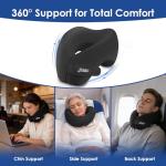 jiaao Travel Pillow Memory Foam Neck Pillow for Airplanes with Adjustable Neck Support, Includes Eye Mask, Earplugs & Storage Bag - Perfect for Flights, Road Trips, and Trains