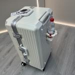 New Suitcase Aluminum Frame Rolling Luggage with Cup Holder Cabin Carrier PC Material Suitcase on Wheels Large Capacity