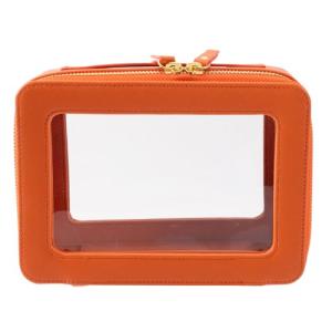 SANHECUN Toiletry bag waterproof cosmetic organizer with with handle large opening for travelling car organizers (Orange)