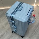 New Suitcase Aluminum Frame Rolling Luggage with Cup Holder Cabin Carrier PC Material Suitcase on Wheels Large Capacity