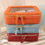 SANHECUN Toiletry bag waterproof cosmetic organizer with with handle large opening for travelling car organizers (Orange)