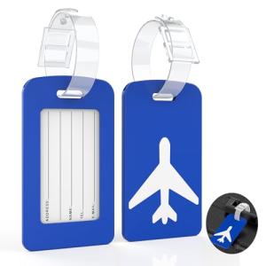 2 Pack Luggage Tags for Suitcases, Silicone for Name Tags for Luggage, Waterproof and Bendable Travel Tags for Luggage, Suitcase Identifiers(Blue)