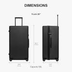 LEVEL8 Trunk Luggages, Large Suitcase 28 Inch Luggage with Spinner Wheels, Luminous Textured Checked Lightweight Hard Shell with Tsa Lock, Black