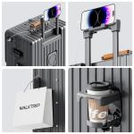 Front Opening Suitcase PC Material with Aluminum Frame TSA Lock Cup Holder Charging Port Colorful Wheels Travel Rolling Luggage