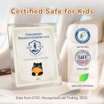 Certified to ASTM & CPSIA Standards–Kids Travel Neck Pillow with Hood,Memory Foam Airplane Pillow,Double-Sided, Cute Design, Cooling Ice Silk & Soft Plush, Adjustable, Portable & Washable for Flights