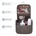 Hanging Toiletry Bag for Men VANCASE Vintage Leather Shaving Dopp Kit Medium Waterproof Travel Bathroom Bags Portable Shower Organizer Brown Pattern