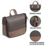 Hanging Toiletry Bag for Men VANCASE Vintage Leather Shaving Dopp Kit Medium Waterproof Travel Bathroom Bags Portable Shower Organizer Brown Pattern
