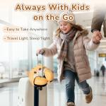 Certified to ASTM & CPSIA Standards–Kids Travel Neck Pillow with Hood,Memory Foam Airplane Pillow,Double-Sided, Cute Design, Cooling Ice Silk & Soft Plush, Adjustable, Portable & Washable for Flights