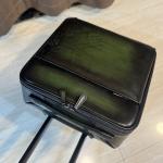 DIMY 2026 new 15 inch genuine leather suitcase with swivel wheels for business travel